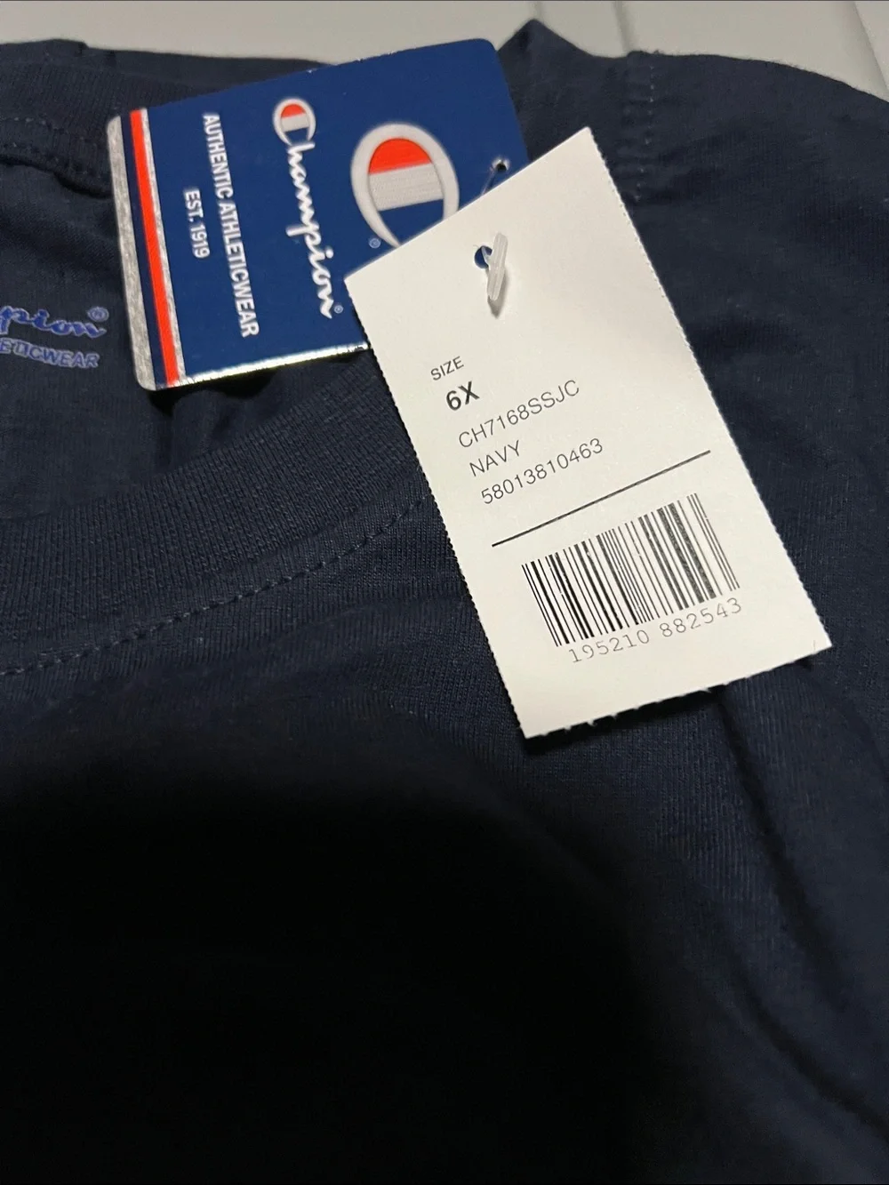 Champion Navy and White Dotted Logo Tee Sz 6XL - Picture 3 of 3